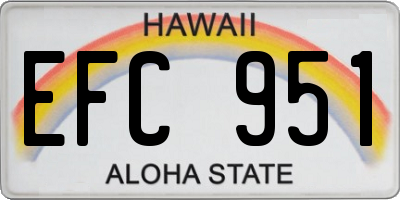 HI license plate EFC951