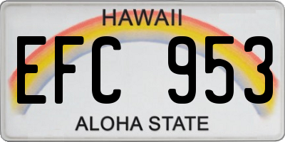 HI license plate EFC953