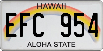 HI license plate EFC954