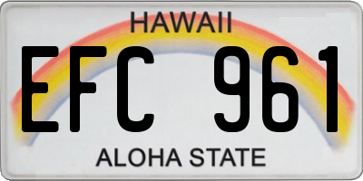 HI license plate EFC961