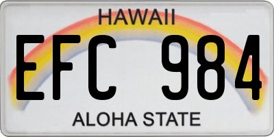 HI license plate EFC984