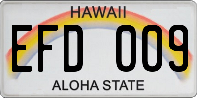 HI license plate EFD009