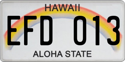 HI license plate EFD013