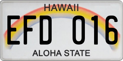 HI license plate EFD016