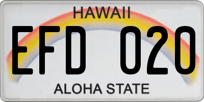 HI license plate EFD020