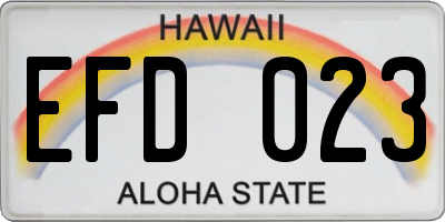 HI license plate EFD023