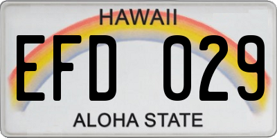 HI license plate EFD029
