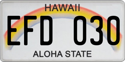 HI license plate EFD030