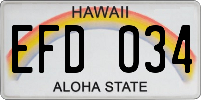 HI license plate EFD034