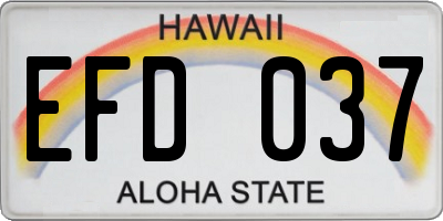 HI license plate EFD037