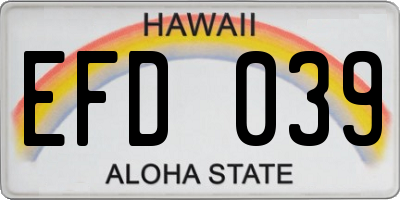 HI license plate EFD039