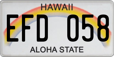 HI license plate EFD058