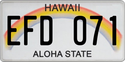 HI license plate EFD071