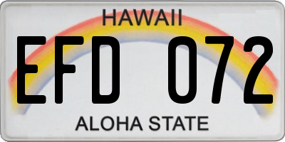 HI license plate EFD072