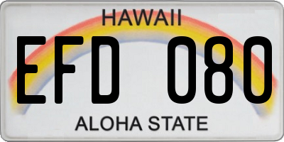 HI license plate EFD080