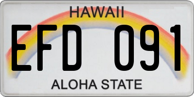 HI license plate EFD091