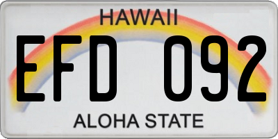 HI license plate EFD092