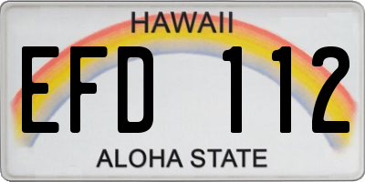 HI license plate EFD112