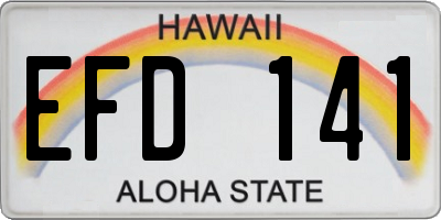 HI license plate EFD141