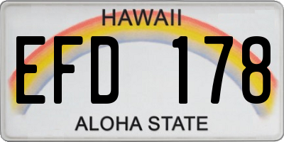 HI license plate EFD178