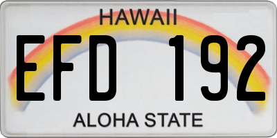 HI license plate EFD192