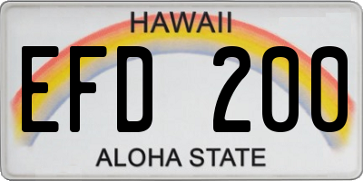 HI license plate EFD200