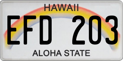 HI license plate EFD203