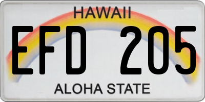 HI license plate EFD205