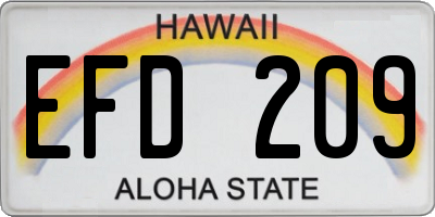HI license plate EFD209