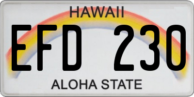 HI license plate EFD230