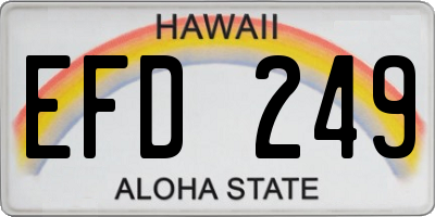 HI license plate EFD249