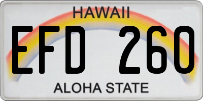 HI license plate EFD260