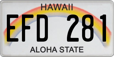 HI license plate EFD281