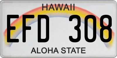 HI license plate EFD308