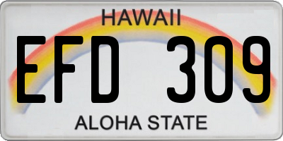 HI license plate EFD309