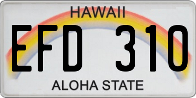 HI license plate EFD310
