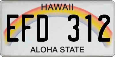 HI license plate EFD312