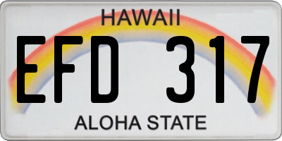 HI license plate EFD317