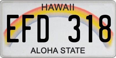 HI license plate EFD318