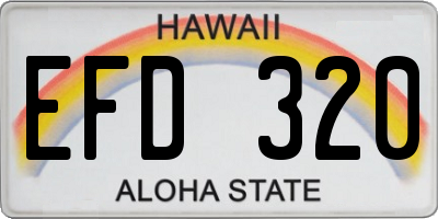 HI license plate EFD320