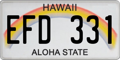 HI license plate EFD331
