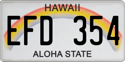 HI license plate EFD354