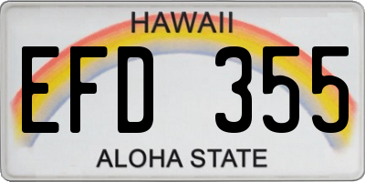 HI license plate EFD355