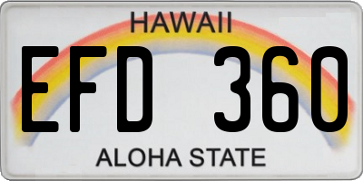 HI license plate EFD360