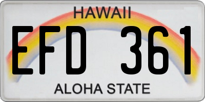 HI license plate EFD361