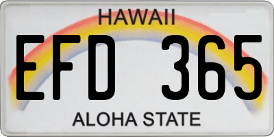 HI license plate EFD365
