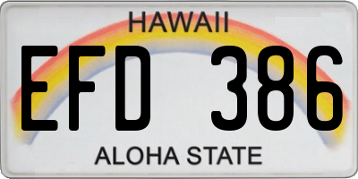 HI license plate EFD386