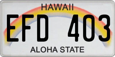 HI license plate EFD403