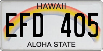 HI license plate EFD405