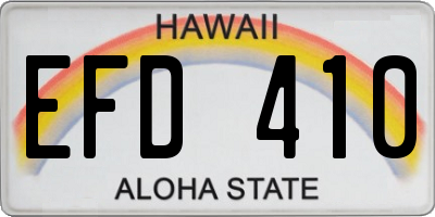 HI license plate EFD410